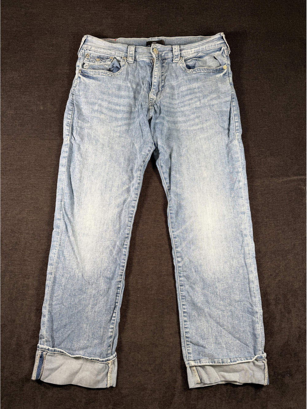 True Religion Ricky Relaxed Straight Light Blue Jeans Size 36